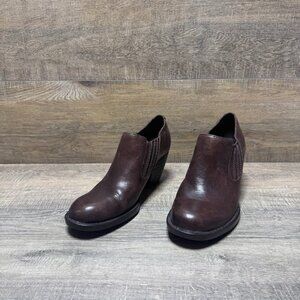 Born Olivia Brown Leather Heeled Booties Women's Size 7.5